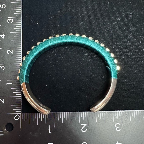 J.Crew - Ribbon Wrapped cubic zirconia studded cuff bracelet, in Green and Gold - Picture 4 of 6